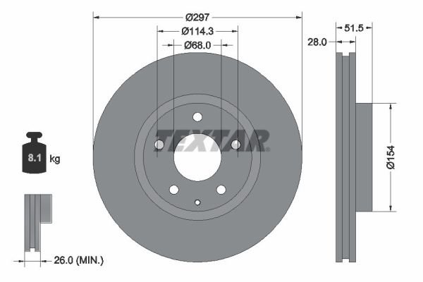 DISK PREDNJI  297 x 28  5/114 - MAZDA 6: 12-, CX-5: 11-