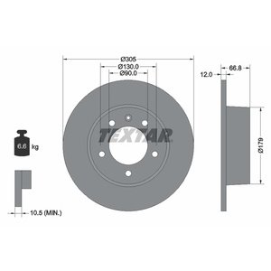DISK ZADNJI  305 x 12  5/130 - MOVANO, MASTER II, INTERSTAR