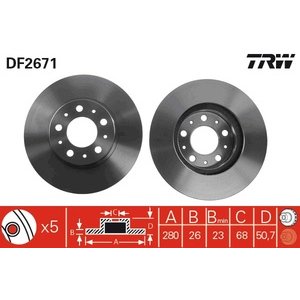 DISK PREDNJI  280 x 26  5/108 - 850/960/C70/V70  -00