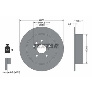 DISK ZADNJI  303 X 9    5/114 - RAV 4 II 01-