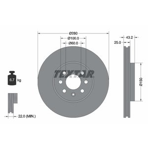 DISK PREDNJI 280 x 25  4/100 - ASTRA H  04-