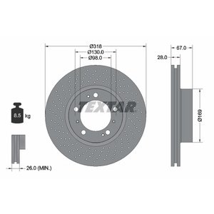DISK PREDNJI LEVI 318x28 5/130 - PORSCHE 911/BOXTER