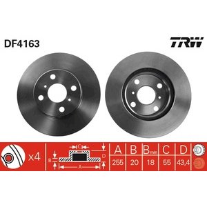 DISK PREDNJI  255 x 20  4/100 - YARIS P1 (1999-)