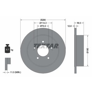DISK ZADNJI  285 x 12  5/114 - CHEROKEE 01-08, WRANGLER 02-07