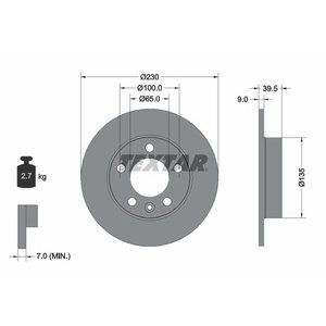 DISK ZADNJI  232 x 9    5/100 - A1/A2/A3/FABIA/GOLF IV/LEON