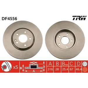 DISK PREDNJI  316 x 28  5/112 - 210 E 420