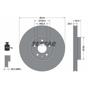 DISK PREDNJI  316 x 28  5/108 - S-MAX/GALAXY  06-