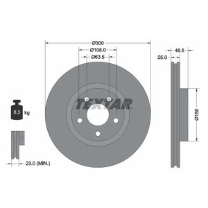 DISK PREDNJI  300 x 25  5/108 - C-MAX: 07-, FOCUS II: 04-11