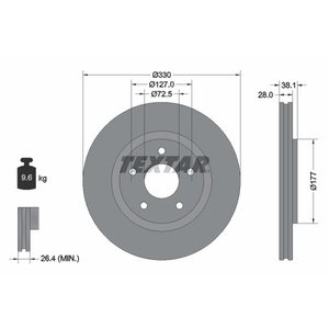 DISK PREDNJI  330 x 28  5/127 - FREEMONT/GRAND VOYAGER 11-