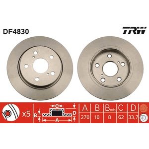 DISK ZADNJI  270 x 10  5/114 - AURIS: 07-, COROLLA: 13-