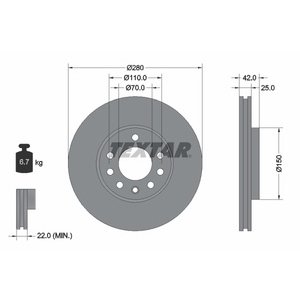DISK PREDNJI  280 x 25  5/110 - ASTRA G H 1.6-2.0 16V 2.0-2.2