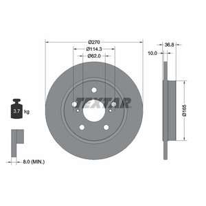 DISK ZADNJI  270 x 10  5/114 - AURIS: 07-, COROLLA: 13-