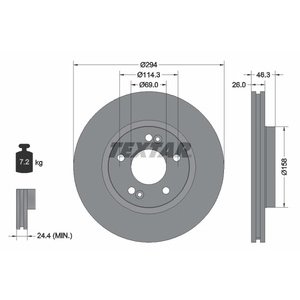 DISK PREDNJI  294 x 26  5/114 - SANTA FE 01-06