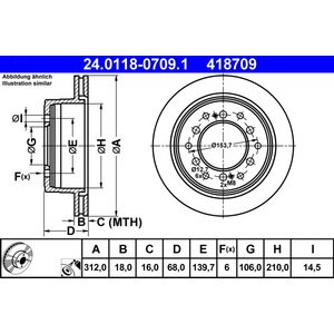DISK ZADNJI 312 x 18 6/139,7 - LAND CRUISER J7/J12