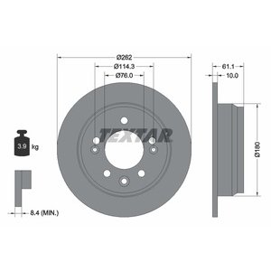 DISK ZADNJI  262 x 10  5/114 - I30/IX35/CEED/PROCEED 2007-