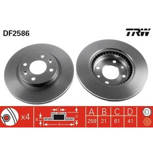 DISK PREDNJI  259 x 21  4/100 - KANGOO/MEGANE I