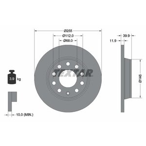 DISK ZADNJI  255 x 12  5/112 - AUDI A4, 1.6-3.0, 11