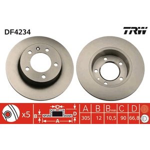 DISK ZADNJI  305 x 12  5/130 - MOVANO, MASTER II, INTERSTAR