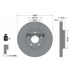 DISK PREDNJI 305 x 25 5/114,3 - TUCSON/SPORTAGE 15-