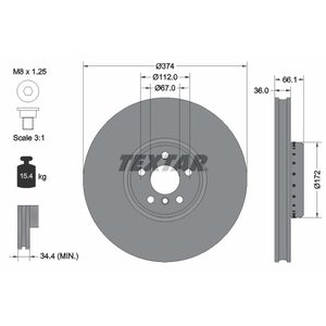 DISK PREDNJI DESNI 374 X 36 - BMW 5 (G30, F90) BIMETALNI