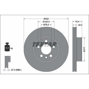 DISK PREDNJI 332 X 30 - MULTIVAN T7