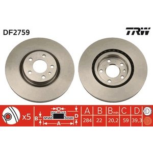 DISK PREDNJI  284 x 22  5/98 - ALFA GT 2.0JTS 03- /SPIDER 1.8