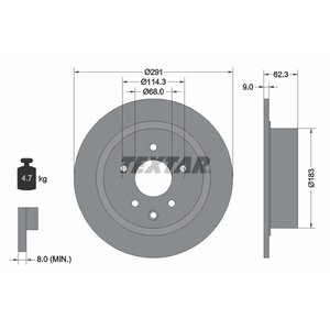 DISK ZADNJI  292 x 9    5/114 - QASHQAI  07-
