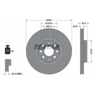 DISK PREDNJI  284 x 22  4/100 - CORSA D 1.3 CDTI/GRANDE PUNTO