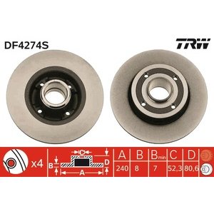 DISK ZADNJI  240x8  BEZ LEŽAJA - CLIO III/MEGANE II