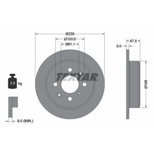 DISK ZADNJI  239 x 9    4/100 - CIVIC IV/V/VI 91- /JAZZ II 02-