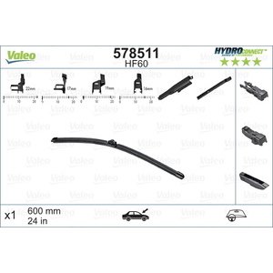 METLICA BRISACA FLAT 600mm - HYDROCONNECT +3 ADAPTERA,VALEO