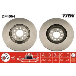 DISK PREDNJI  312 x 25  5/100 - GOLF IV /A3/A TT/OCTAVIA /LEON