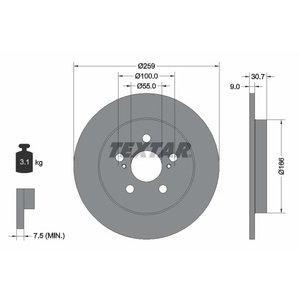 DISK ZADNJI  259 x 9  5/100 - PRIUS 09-, VERSO-S 11-
