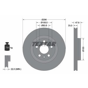 DISK PREDNJI 296X25 - XC40 (536) T4 AWD