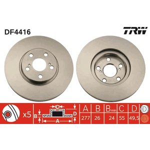 DISK PREDNJI  277 x 26  5/100 - AVENSIS 1.6 VVT-i,1.8 03-