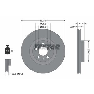 DISK PREDNJI  284 x 22 5/98 - ALFA 147 1.6 16v ,156 1.6/1.8