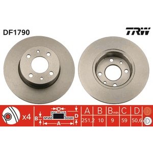 DISK ZADNJI  251.5 x 10  4/98 - BRAVO II: 07-, STILO: 01-08