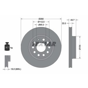 DISK PREDNJI  280 x 22  5/112 - GOLF V/VI/PLUS  03-