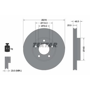 DISK PREDNJI  278 x 25  5/114 - MAZDA 3 03- /MAZDA 5 05-