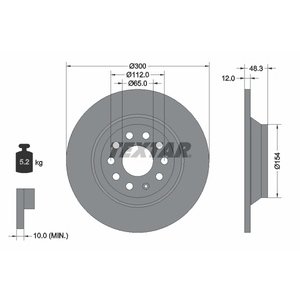 DISK ZADNJI  300 x 12  5/112 - GOLF VII, A3 13-, PASSAT 15-