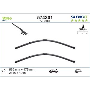 METLICE(SPOJLER),SET 530/475mm - GOLF IV/POLO(9N_)/BORA,VALEO