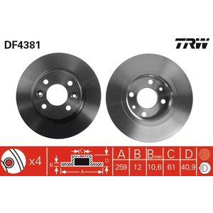 DISK PREDNJI  259 x 12  4/100 - LOGAN 04-, SMART FORTWO 14-