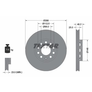 DISK PREDNJI  288 x 25  5/112 - AUDI A4/100/A6/PASSAT -05