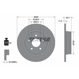 DISK ZADNJI 280 x 11 5/108 - C-MAX II/KUGA II 10-