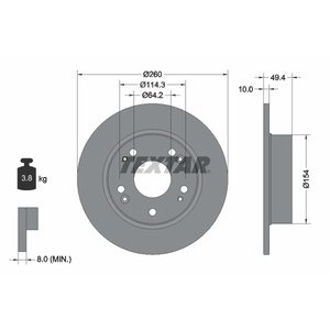 DISK ZADNJI  260 x 10  5/114 - ACCORD VII (1998 - 2002)
