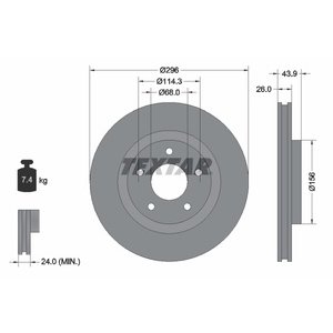 DISK PREDNJI  296 x 26  5/114 - X-TRAIL/QASHQAI/JUKE 2006-