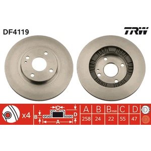 DISK PREDNJI  258 x 24  4/100 - MAZDA 323 F VI 01-04