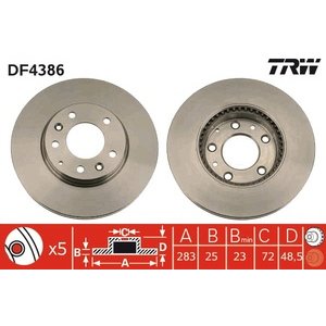 DISK PREDNJI  282 x 25  5/114 - MAZDA 6 2.0D 02-