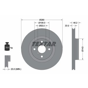 DISK PREDNJI 280 X 22 - YARIS (_P13_) 1.5 HYBRID 17