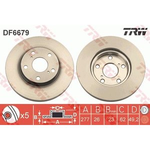 DISK PREDNJI  277 x 26  5/114 - AURIS: 12-, COROLLA: 13-